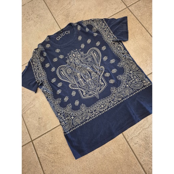 Gucci Men's Navy Bandana Print T-shirt - XXL - Picture 1 of 8